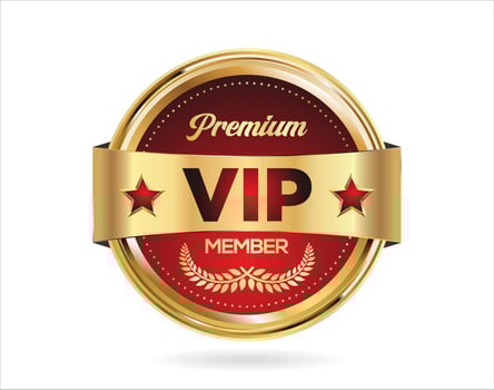 VIP premium membership golden badge on white background vector