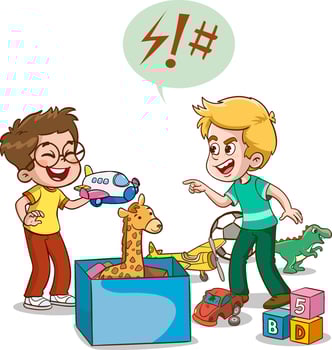 Cartoon illustration angry boy and friends arguing with each other vector
