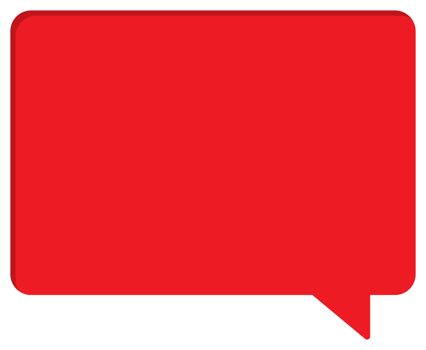 Blank red speech bubble with white border icon. png