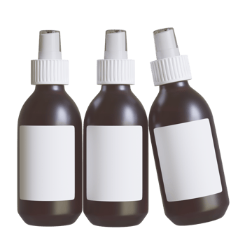 Plastic Frosted Amber Dropper Bottle Mockup with Blank Label, 3D Illustration png