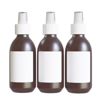 Plastic Frosted Amber Dropper Bottle Mockup with Blank Label, Isolated 3D Illustration png