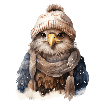 AI generated Eagle Wearing Winter Clothes For Christmas Event. Watercolor Style. AI Generated png