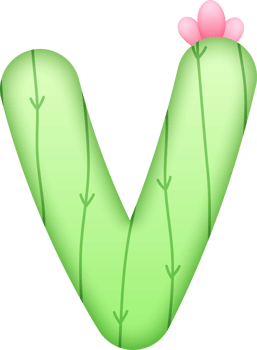 Cactus Alphabet Cute Letter V png