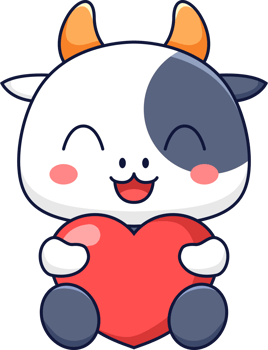 Dairy Cow Animals Hug Valentine Heart Illustration png
