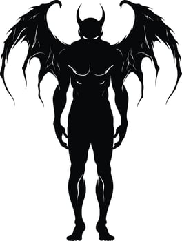 AI generated Silhouette bat devil in the human body. Men spirit with bat wing in different posture. Illustration about ghost and fantasy for Halloween theme. AI generated illustration. vector