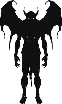 AI generated Silhouette bat devil in the human body. Men spirit with bat wing in different posture. Illustration about ghost and fantasy for Halloween theme. AI generated illustration. vector