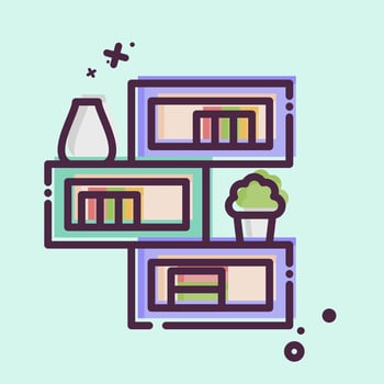 Icon Bookshelf. related to Home Decoration symbol. MBE style. simple design editable. simple illustration vector