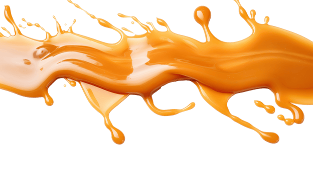 AI generated Delicious caramel splashes isolated on white background, cut out png