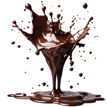 AI generated 3d illustration of splash thick brown liquid melting and flying upwards. melting hot chocolate. for drinks, snacks and chocolate foods png