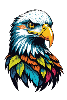 AI generated Eagle head with flowers for t-shirt design on transparent background png