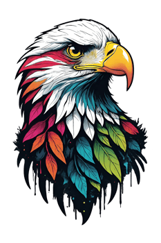 AI generated Eagle head with flowers for t-shirt design on transparent background png