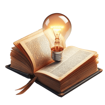 AI generated Glowing light bulb on opening book or textbook to self learning education knowledge or business studying idea thinking concept png