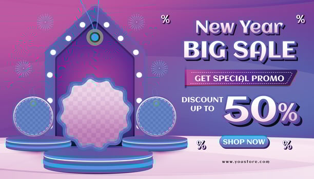 NEW YEAR SALE BACKGROUND SOCIAL MEDIA BIG DISCOUNT CASHBACK 50 PERCENT SPECIAL PROMO OFFERING 2 vector