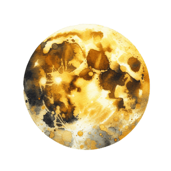 AI generated watercolor drawing, an abstract golden yellow background texture resembling a half-moon, stroke brush drawing on white background. 4k png