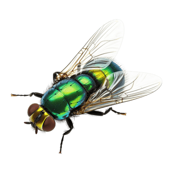 Common green bottle fly top view isolated on transparent background png