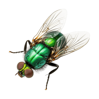 Common green bottle fly top view isolated on transparent background png