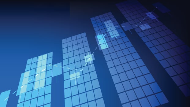 finance background with stock market statistic trend with candlesticks and bar chart vector