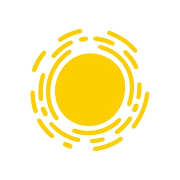 Sun icon. The silhouette of the sun shining brightly on a spring morning vector