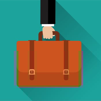 Businessman hand holding briefcase. vector