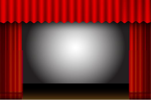red curtain frame vector