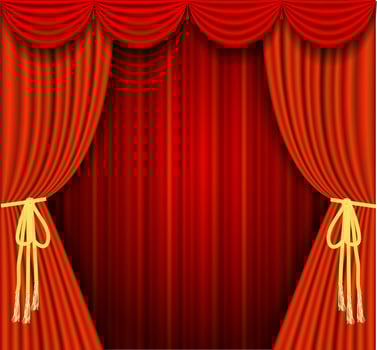 vector illustrations of a Theater stage with red
