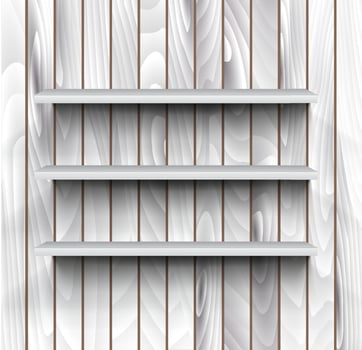 Empty shelves on the wooden wall vector