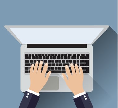 Businessman working a laptop. vector