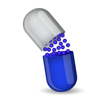 Medical blue capsule with granules vector
