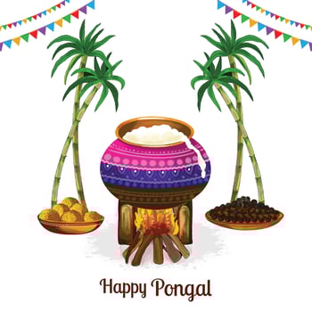 Happy pongal festival of tamil nadu india celebration background vector