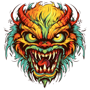 AI generated Illustration of angry monster for t-shirt design png