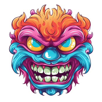 AI generated Cartoon monster face illustration for t-shirt print png