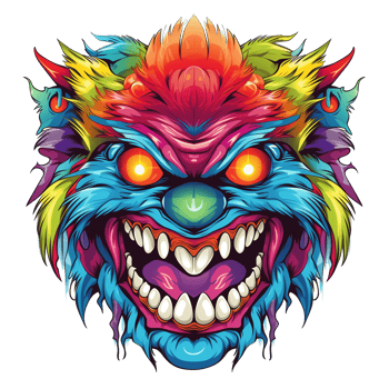 AI generated Illustration of colorful monster face on transparent background png