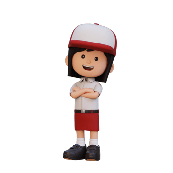 3D cute girl character in confident pose crossed hand png