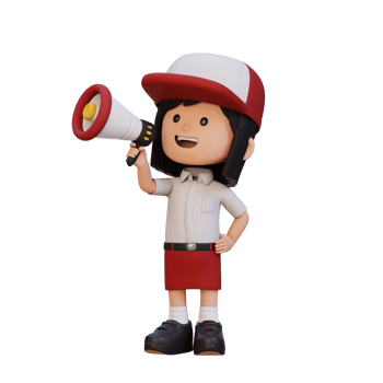 3D cute girl Character talking on Megaphone png