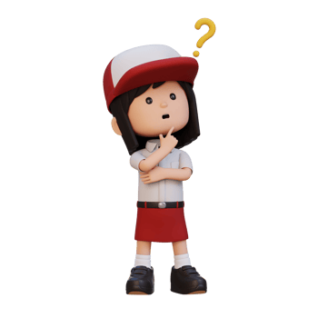 3D cute girl thinking clueless png