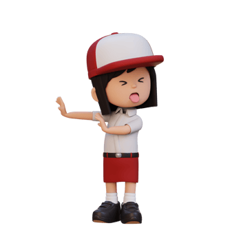 3D cute girl character rejection pose png