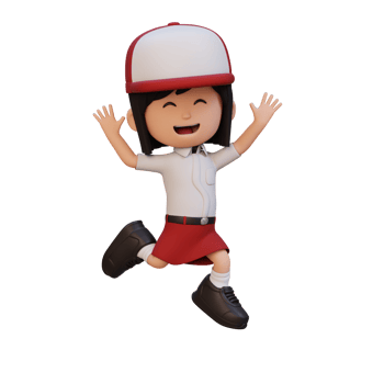 3D cute girl in jumping pose png