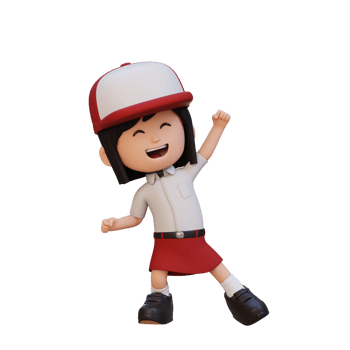 3D cute girl in happy pose png