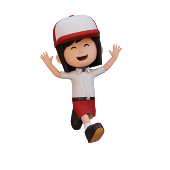 3D cute girl in jumping pose png