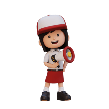 3D cute girl Character Holding a Megaphone png