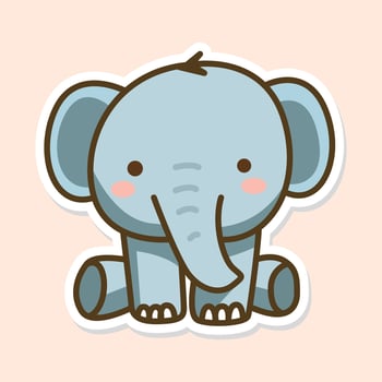 Cute Elephant Sitting And Waving Hand Cartoon Vector Icon Illustration. Animal Love Icon Concept Isolated Premium Vector. Flat Cartoon Style