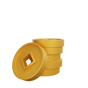 3D illustration of Chinese Coins icon Chinese New Year design png