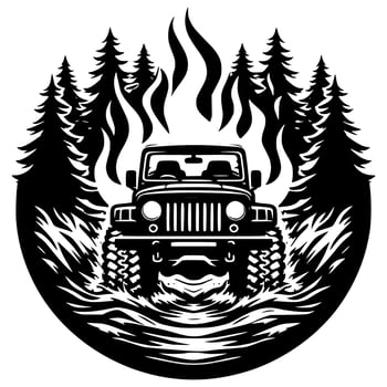 Car Sport Illustration. Adventure Off Road Illustration VIntage vector