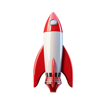 AI generated Red and white rocket ship png isolated on transparent background