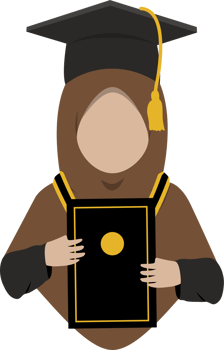 Illustration of muslim Woman graduation png