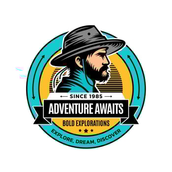 Vintage Explorer Badge Design - Adventure Awaits, Vector T-shirt art