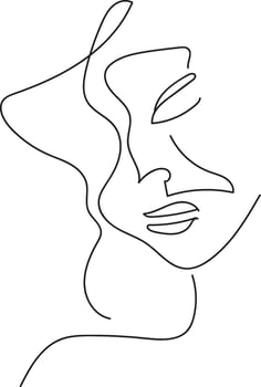 Woman Line Art, Flower head Feminine Illustration, Woman face with flowers line, Minimalist Logo, Line Drawing, Nature Organic Cosmetics Makeup, vector