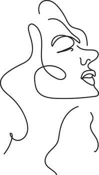 Woman Line Art, Flower head Feminine Illustration, Woman face with flowers line, Minimalist Logo, Line Drawing, Nature Organic Cosmetics Makeup, vector