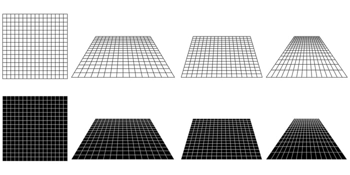 outline silhouette perspective grid set vector