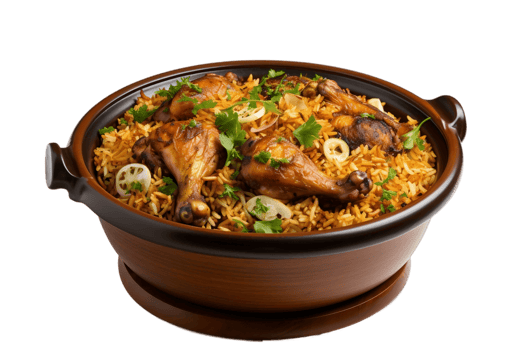 AI generated Chicken Biryani on a Transparent Background. AI png